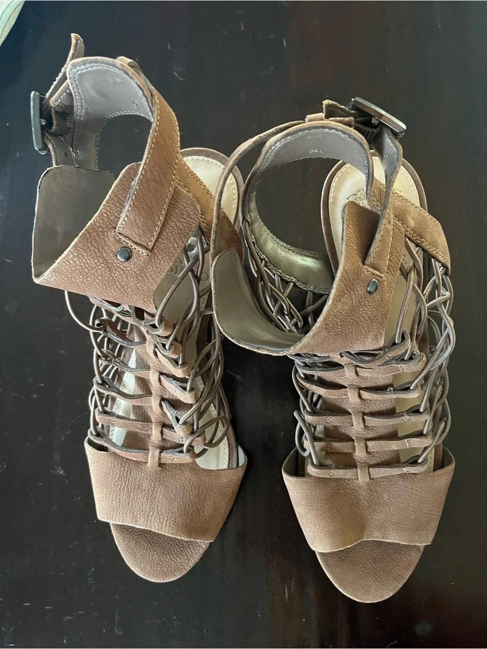 Vince Camuto Brown Lace-Up Gladiator Heels